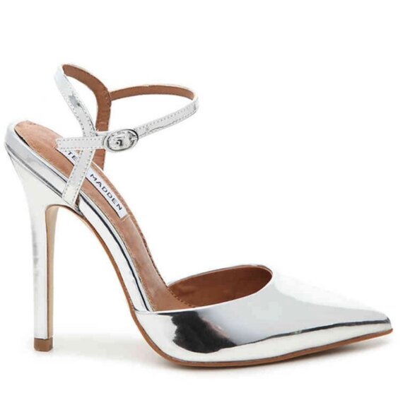 Steve Madden Pizzel Silver Pointy Toe Heels - Picture 1 of 8